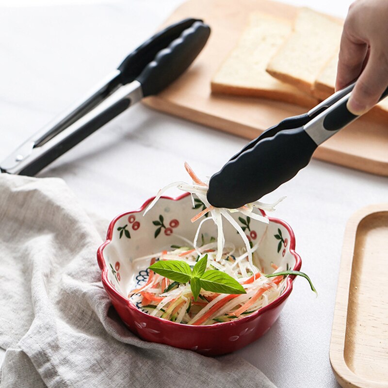 2Pcs/1Pc Zwart Siliconen Bbq Tang + Olie Borstel Keuken Tang Bbq Grill Voedsel Vlees Tang Barbecue tong Olie Saus Borstels Tool Borstel