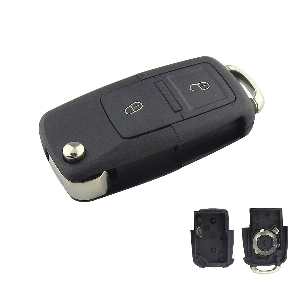 Okeytech 2 3 painiketta taitettava läppäavaimen kuori auton avaimen vaihto vw golf 4 5 passat  b5 b6 polo touran istuimelle skoda key: 2 nappia taikinan kanssa