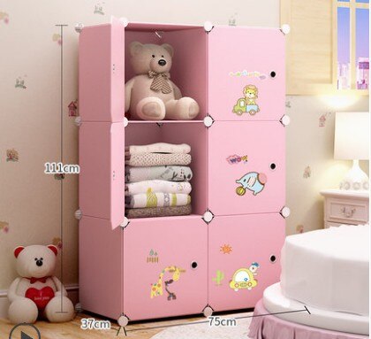 DIY Multi-layer Simple Children Wardrobe Girl Assembled Plastic Closet Cartoon Simple Modern Economic Baby Storage Cabinet