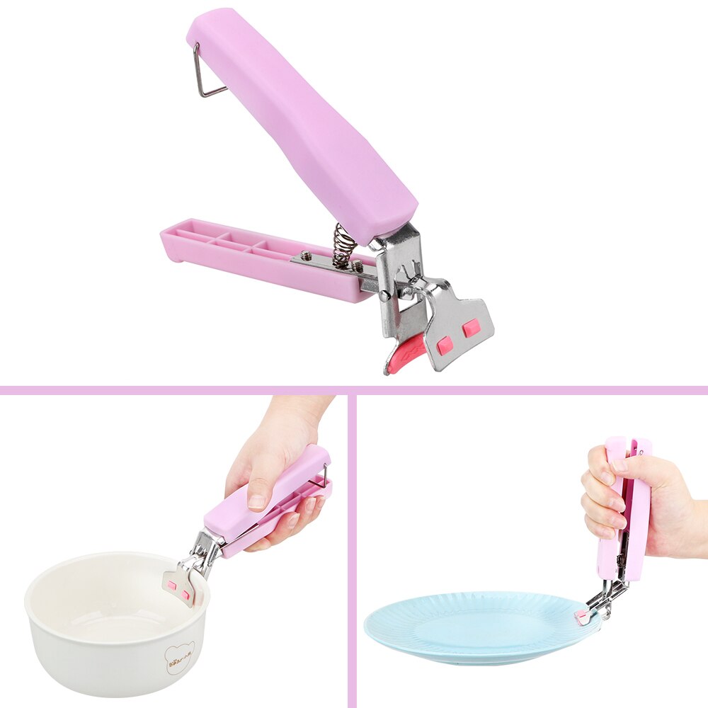 Silicone Handle Pot Pan Gripper Clip Dish Plate Bowl Clip Kitchen Tools Dish Clamp Bowl Holder Retriever Tongs Gadgets