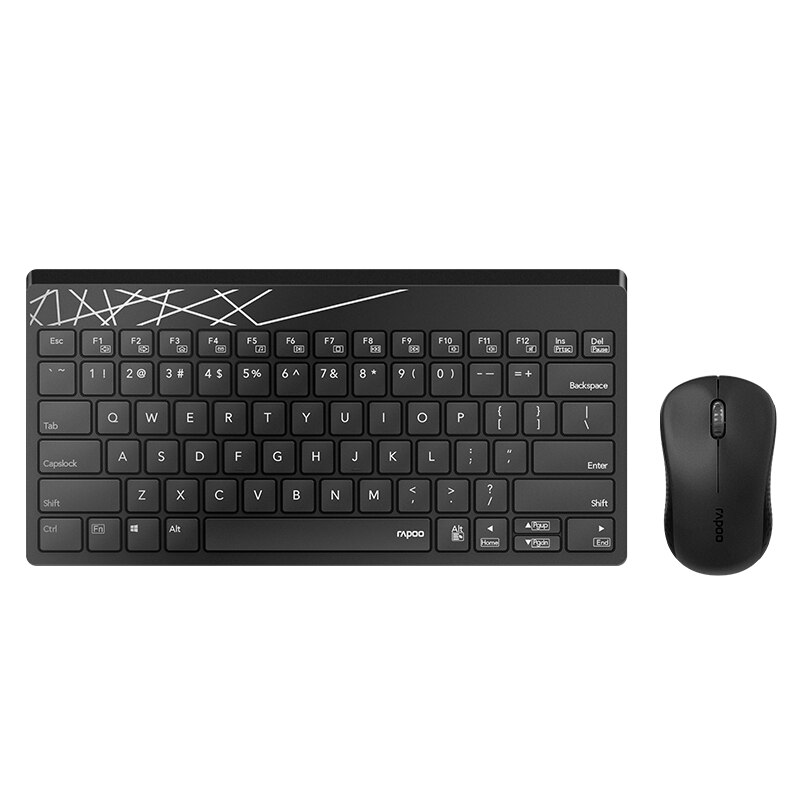 Originele Rapoo 8000S Waterdichte 2.4Ghz Draagbare Draadloze Mute Toetsenbord Met 1000Dpi Draadloze Muis Lange Levensduur Batterij: Black