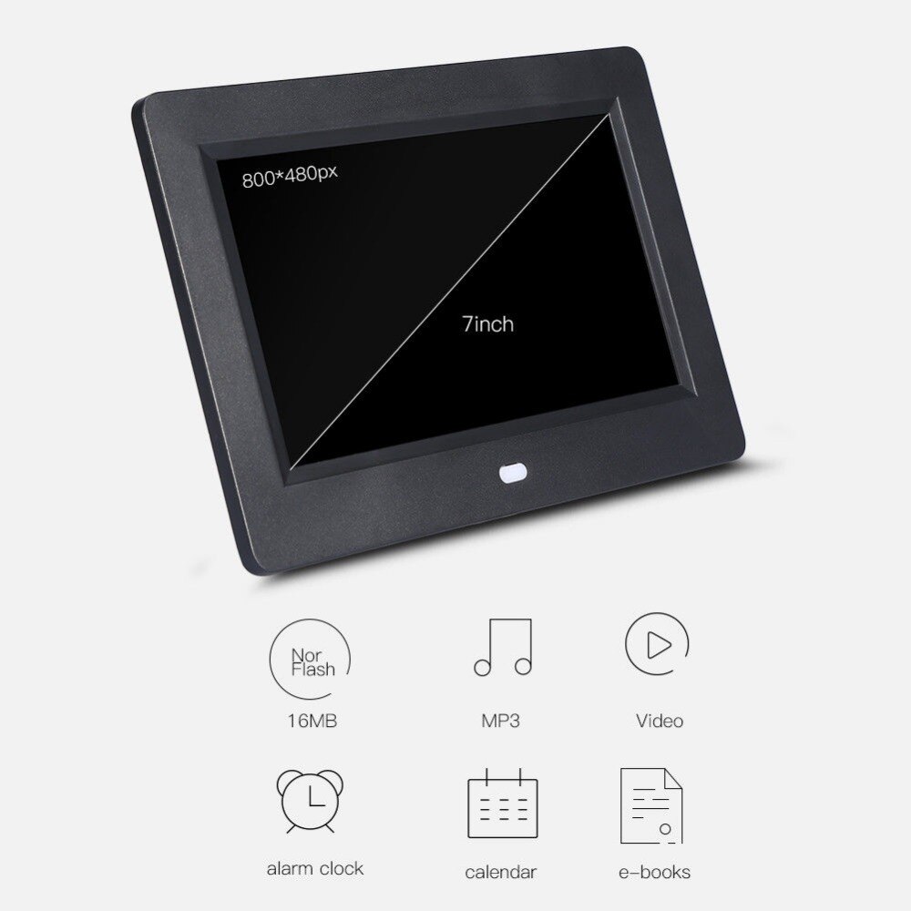 7Zoll HD LCD Digital Foto Rahmen mit Wecker Diashow MP3/4 Spieler