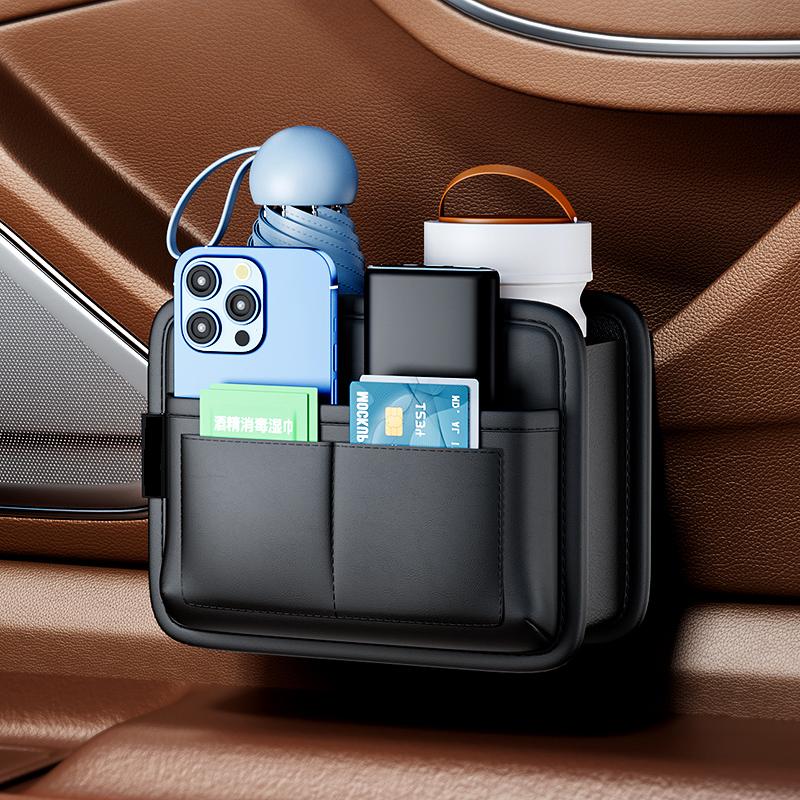 Auto Tür Lagerung Kasten PU Leder Telefon Karten Beutel Multi-tasche Auto Sitz Zurück Hängen Organizer Kleine Mülleimer Behälter zubehör
