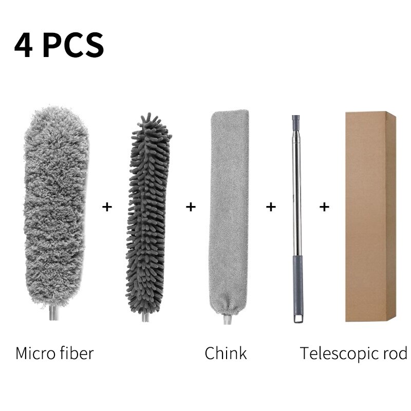 Telescopic Dusters Household Cleaning Tools Dust Removal, Chenille/Fiber/PET Material, Cleaner For Home Desktop Sofa Cupboard: Set 4 (4 PCS)