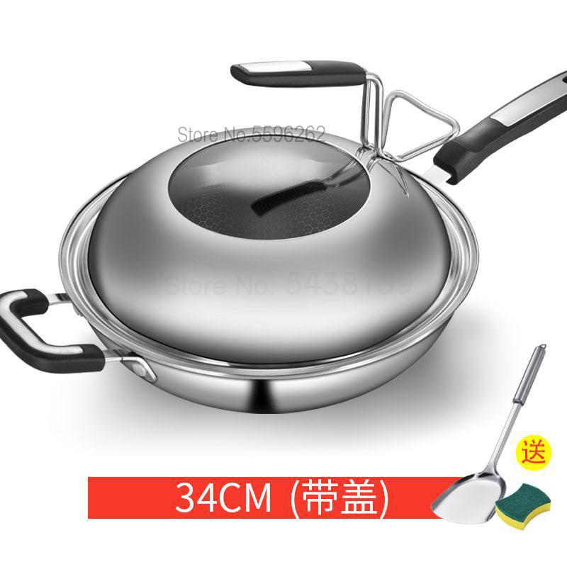 Tyskland 304 rustfrit stål wok ingen olierøg kogepande ingen belægning non-stick komfur gaskomfur husholdningspotte: Gammel landmand 4