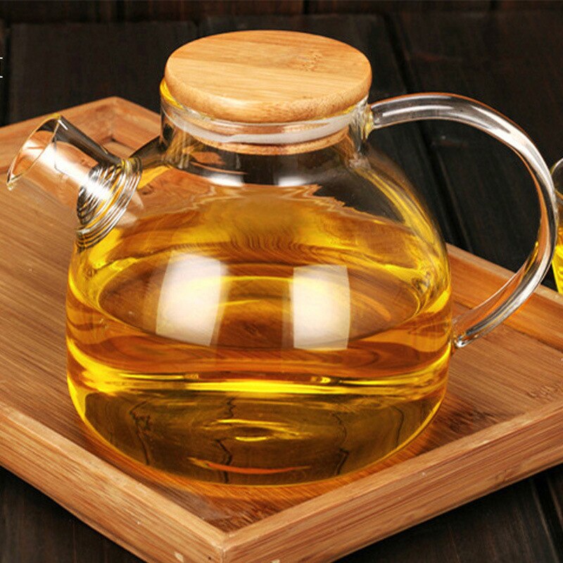 1L/1.8L Big Transparent Borosilicate Glass cup Teapot Heat-Resistant Large Clear Pot Flower Tea Set Puer Kettle Office Home Tool: 1L B