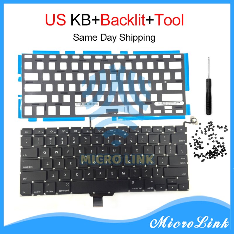 Laptop Keyboard for Macbook Pro 13" A1278 - US Layout with Backlight