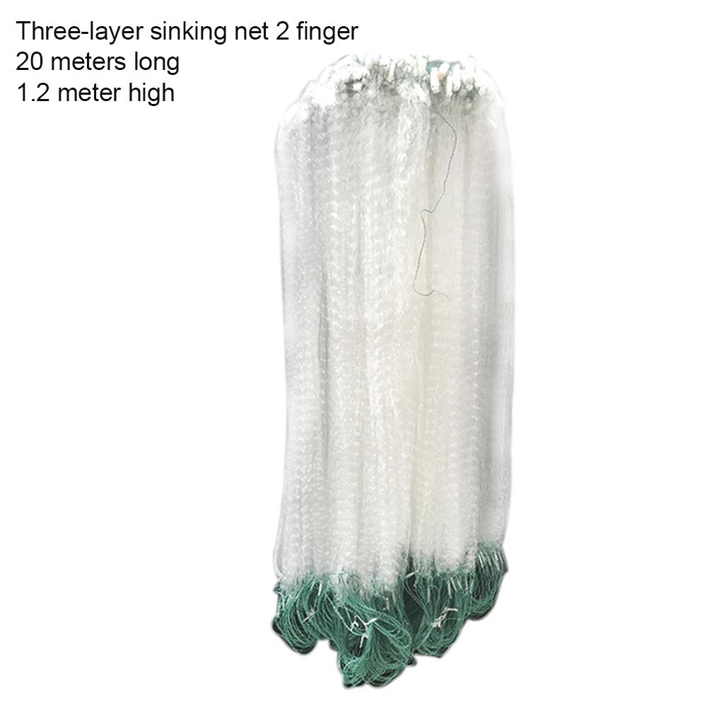 20M Fishing Fish Mesh Trap Fishing Net Nylon Sinking Net Mesh Bait Trap with Lead Sinker Saltwater Freshwater Fishing Outdoor: 2 finger 20 m