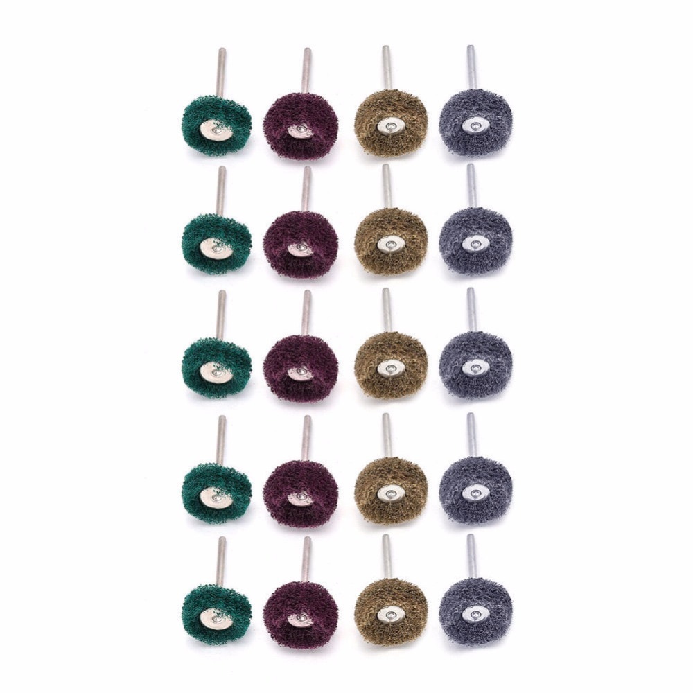 20Pcs Polishers Buffers Abrasive 1" Scotch Brite Wheels Fit For Dremel Mixed Set