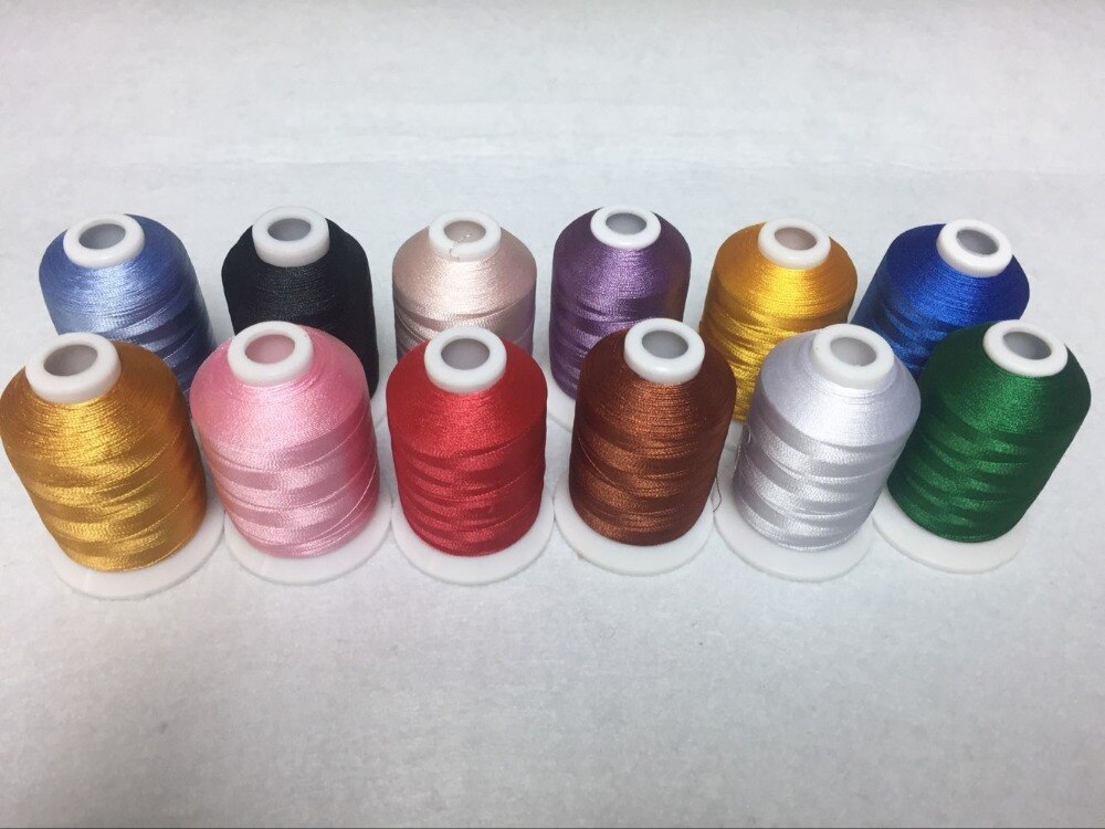 Simthread Polyester Borduurgaren 12 Kleuren 1100 Yards Voor Babylock Janome Singer Pfaff Husqvaran Bernina Machines