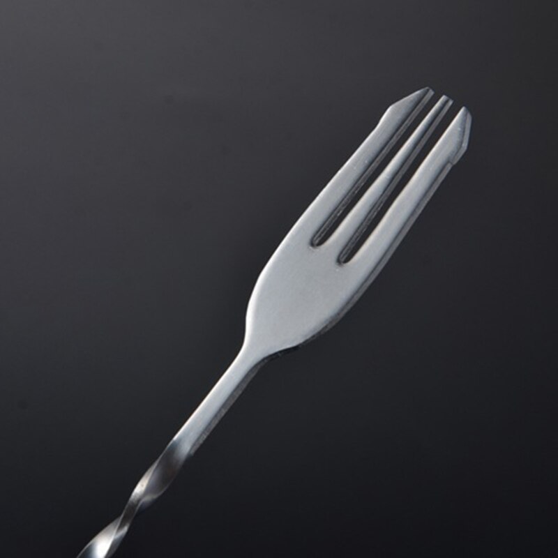 Cocktail Fork Spoon Stainless Steel Cocktail Bar Durable Bar Appliances Stirring Rod Spiral Shape Double Head Kitchenware