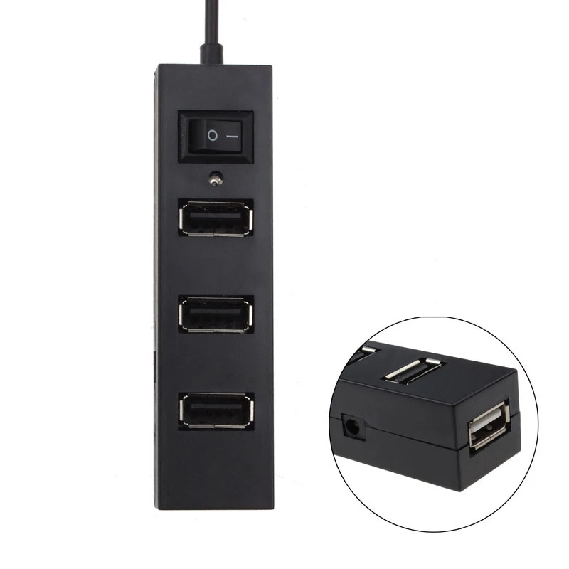 USB 2.0 Hub USB Hub 2.0 Multi USB Splitter Hub Use Power Adapter 4 Port Multiple Expander 2.0 USB Hub with Switch for PC Laptop