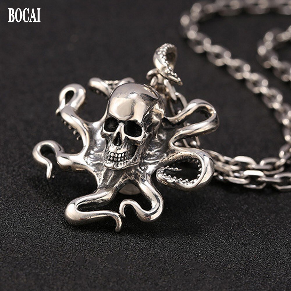 Bocai Solid S925 Sterling Zilveren Mannen En Vrouwen Hanger Octopus Schedel Modieuze Koreaanse Hanger