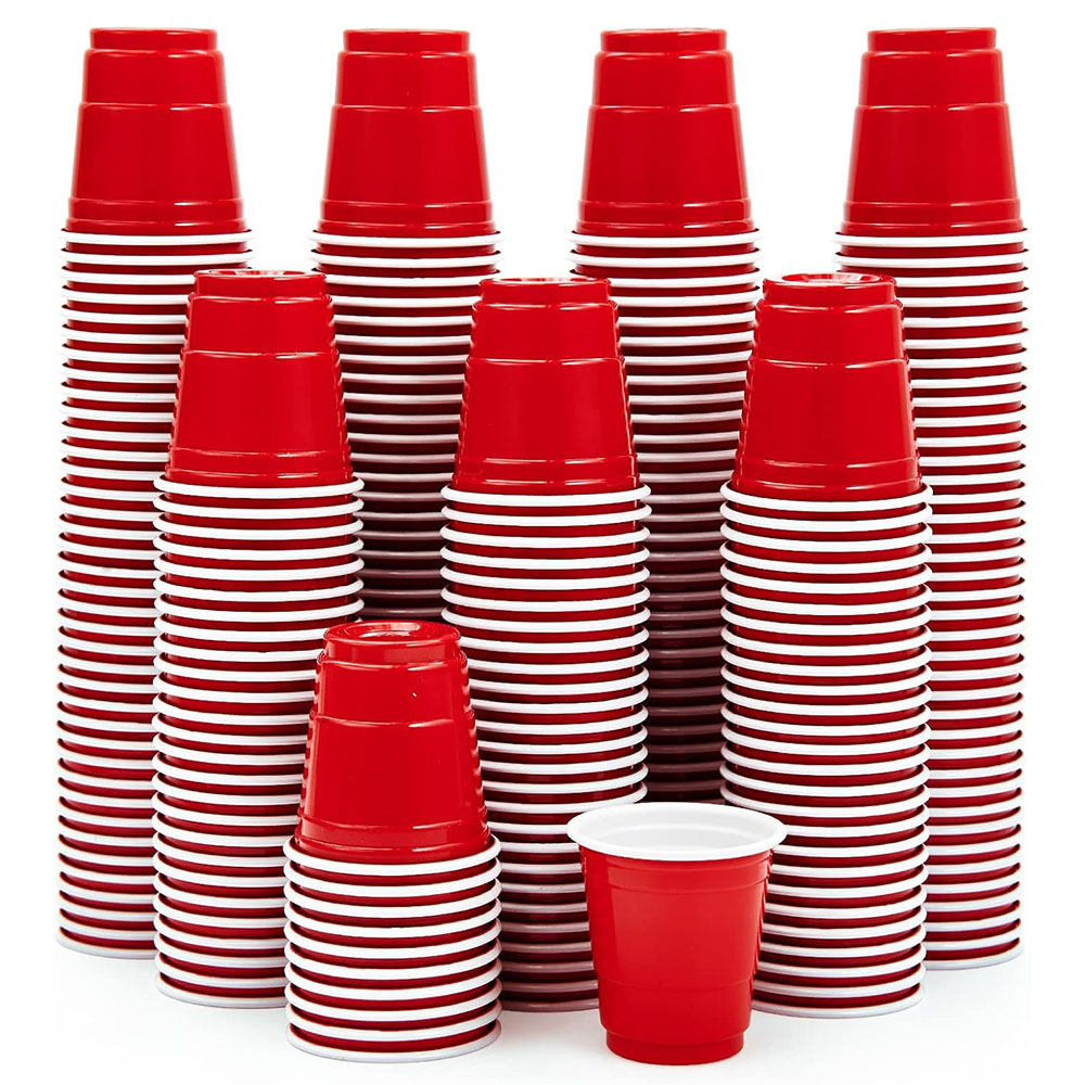Plastikowe kieliszki robić szotów o pojemności 2 uncji, czerwone jednorazowe kubki robić szotów, mini czerwone kubki robić szotów, kubki imprezowe o pojemności 60 ml na przyjęcie bożonarodzeniowe