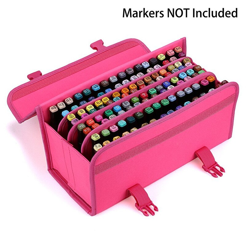 OLIKE Marker 120 Holders Organizer Case Storage for Primascolor Copic Marker So on Fits from 15mm to 22mm Diameter: Red