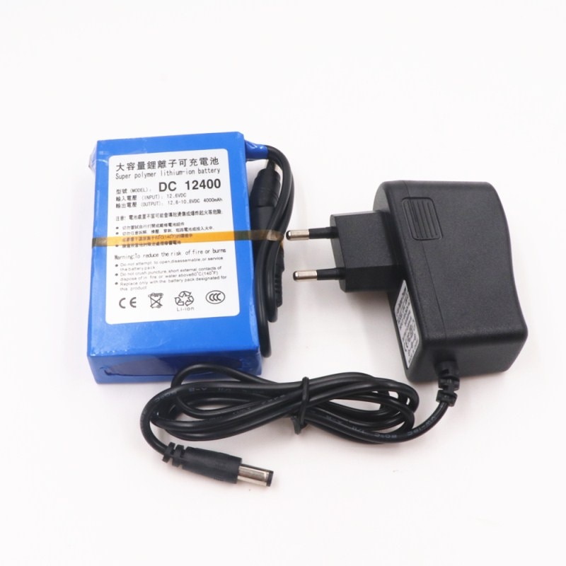 DC 12 V 4000 mAh Li-lon DC12V Super Rechargeable Battery + AC Charger + explosion-proof switch US/EU Plug