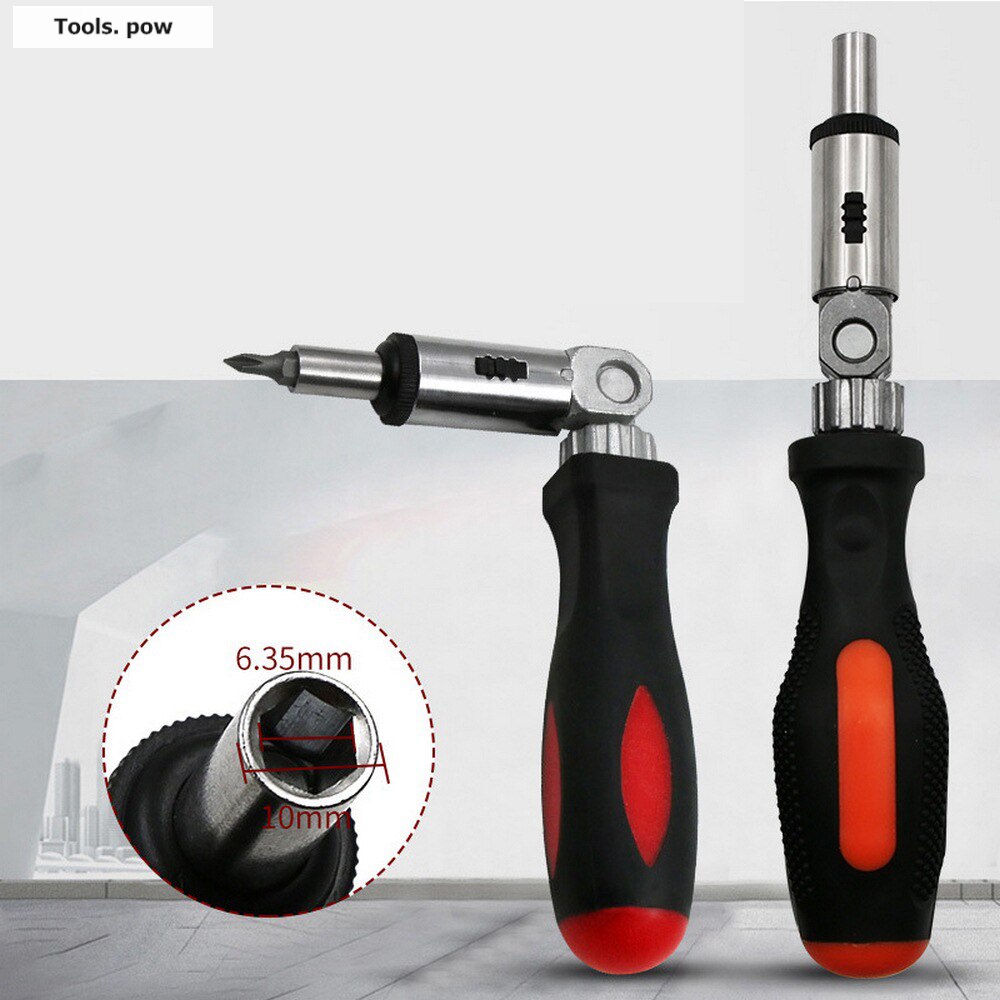 Ratchet Screwdriver 180 Degree T-type Foldable Screwdriver Set 1/4 Hex Mutilfunction Screwdriver Maintenance Tools Two Types