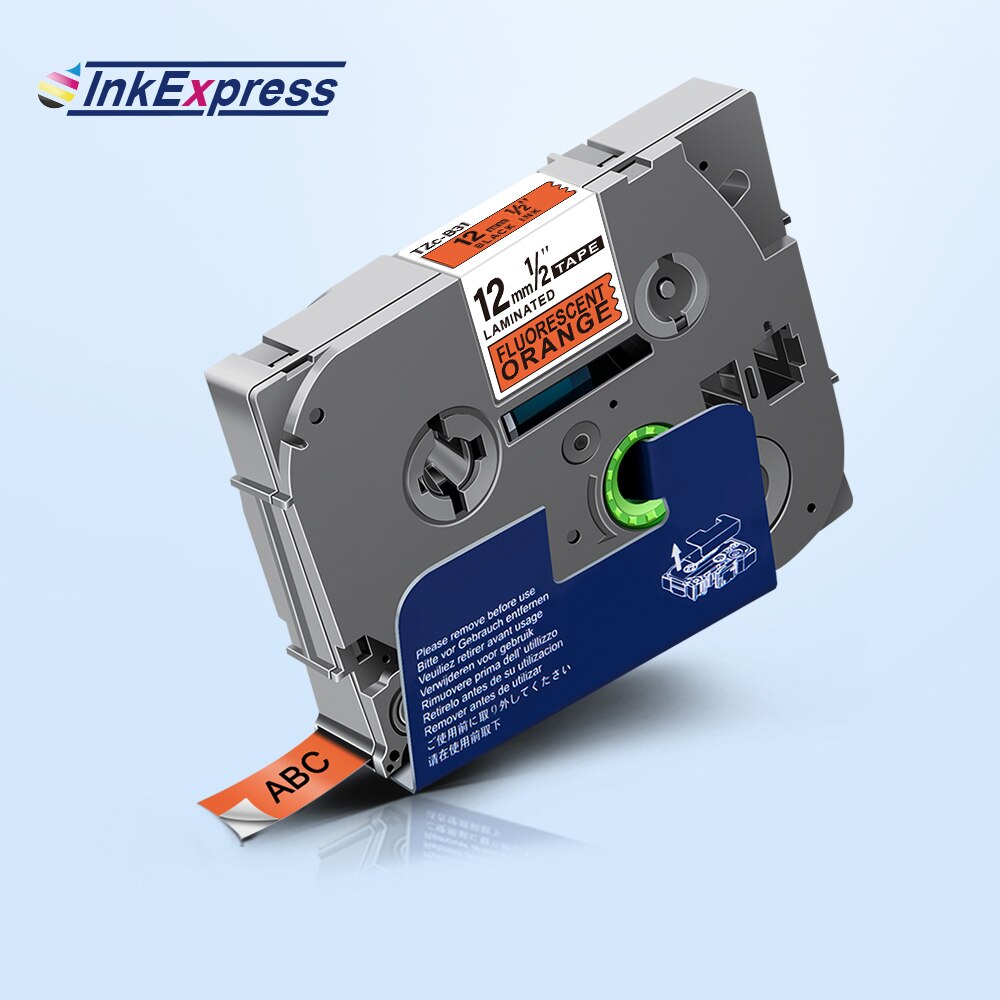 12mm TZe-B31 Tape For Brother TZe B31 Label Tape Black on Fluorescent Orange TZe Tape For Brother P touch Label Maker PT-D210