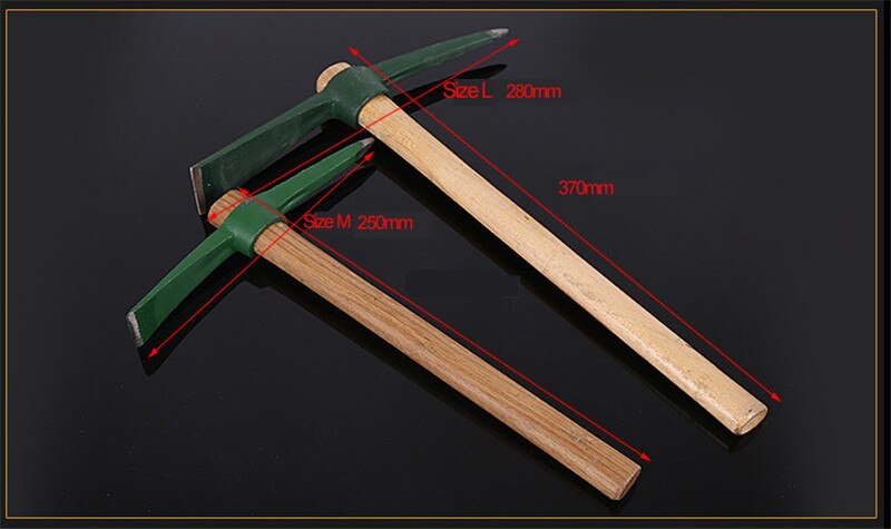 Garden hand tools Wooden Handle Small Pickaxe Hoe Digging Steel Mattock Axes Outdoor rescue tools