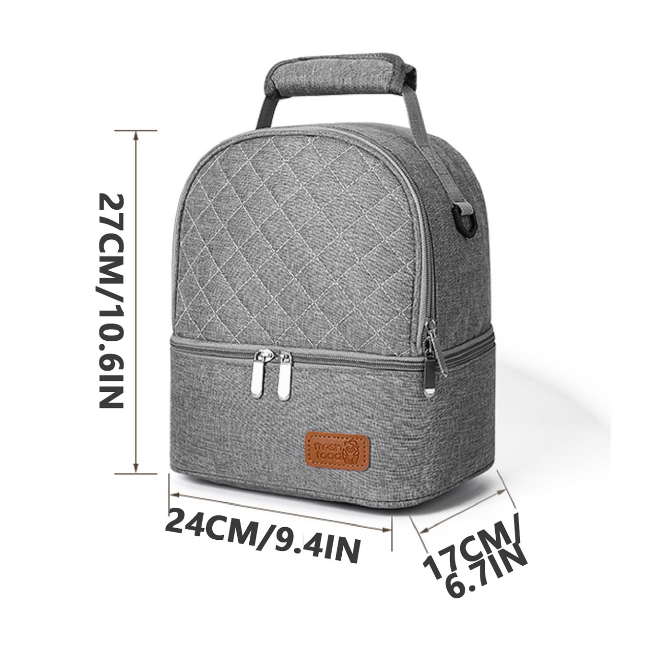 Children's insulated lunch bag, minimalist picnic insulated box, portable lunch container, lunch box, bento bag: GRAY