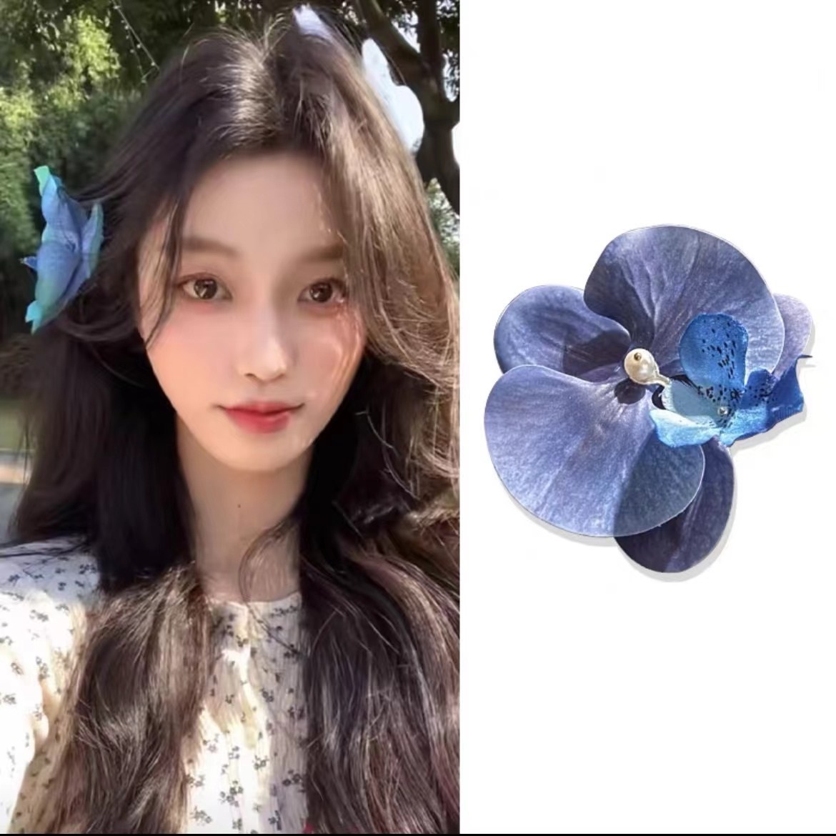 Phalaenopsis-Pinza para el pelo de flores para niña, pasador francés de imitación Floral, , a la , nuevos colores, accesorios para la cabeza: Lavanda
