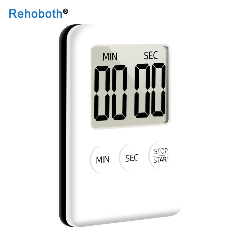 Super Thin LCD Digital Screen Kitchen Timer Square Cooking Count Up Countdown Alarm Sleep Stopwatch Temporizador Clock: White