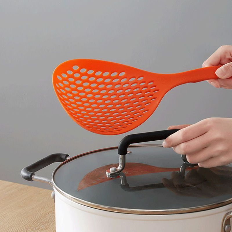 Strainer Scoop Colander Slotted Pasta Spoon Plastic Skimmer Spoon with Handle Food Drain Shovel for Kitchen Cooking: Orange