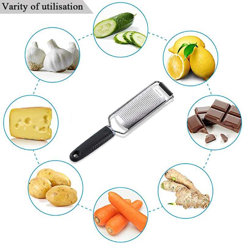 Edelstahl Mühle Käse Reibe Knoblauch Butter Mühle Reibe Zitrone Zester Zitrusfrüchte Ingwer Lange Griff Gemüse Manuelle Schneidemaschine