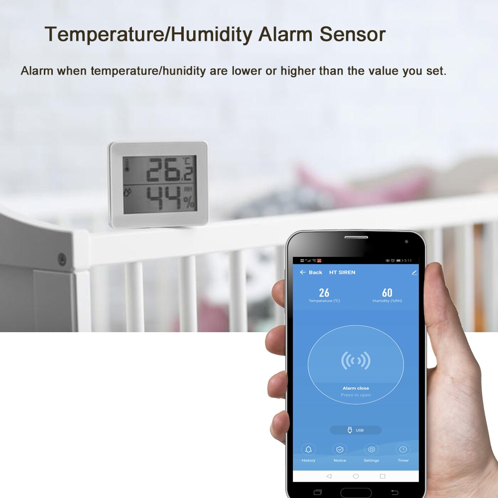 Lämpötila kosteus hälytysanturi wifi sireeni tuya yhteensopiva echo google home assistant ifttt