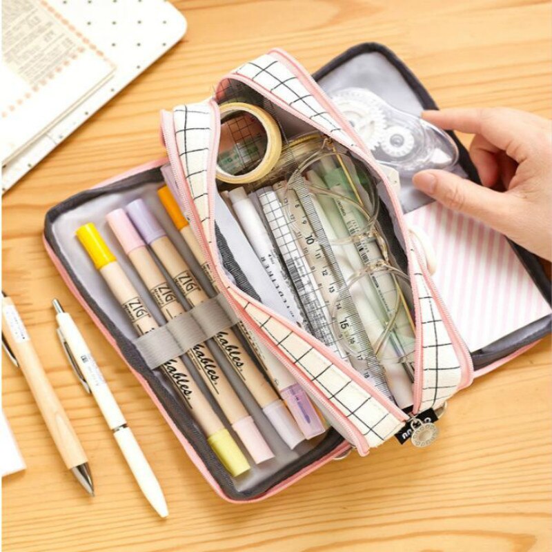 Becho Multifunctionele Rits Etui Hoge Capaciteit Houder Pouch Pen Tas Gekleurde Potlood Pen Doos 72 Slots, roze, Modern design