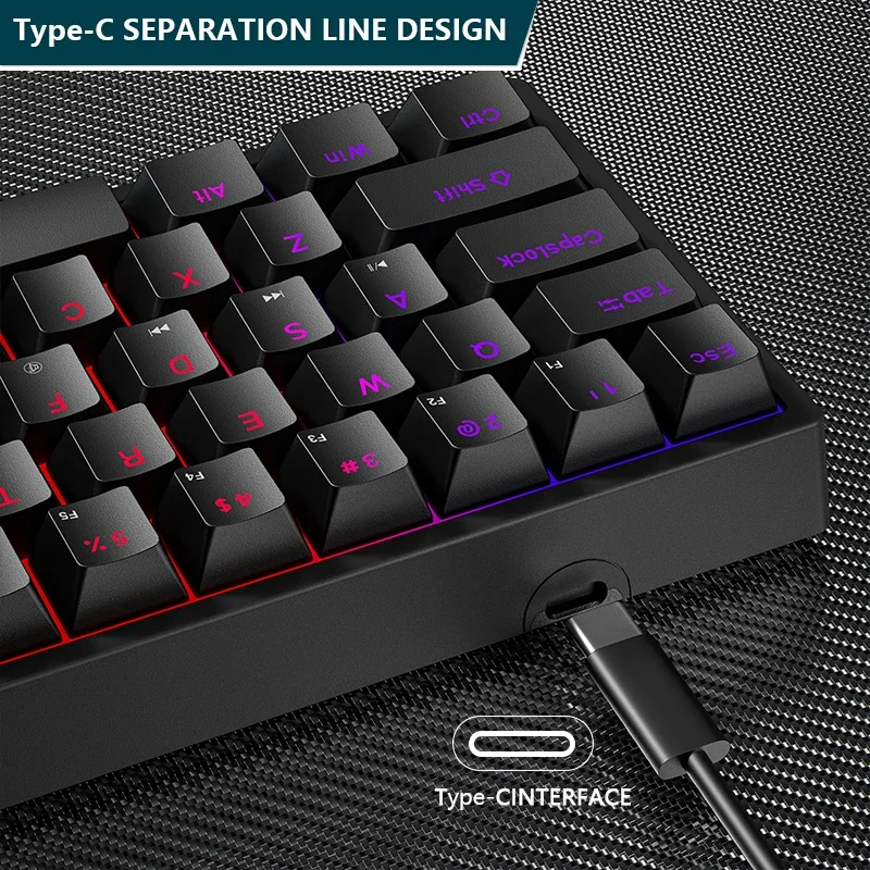K620 mini mekaniske spilltastaturer 61 smakebit rgb hotswap type-c kablet spilltastatur pbt-tastehetter 60%  ergonomiske tastaturer
