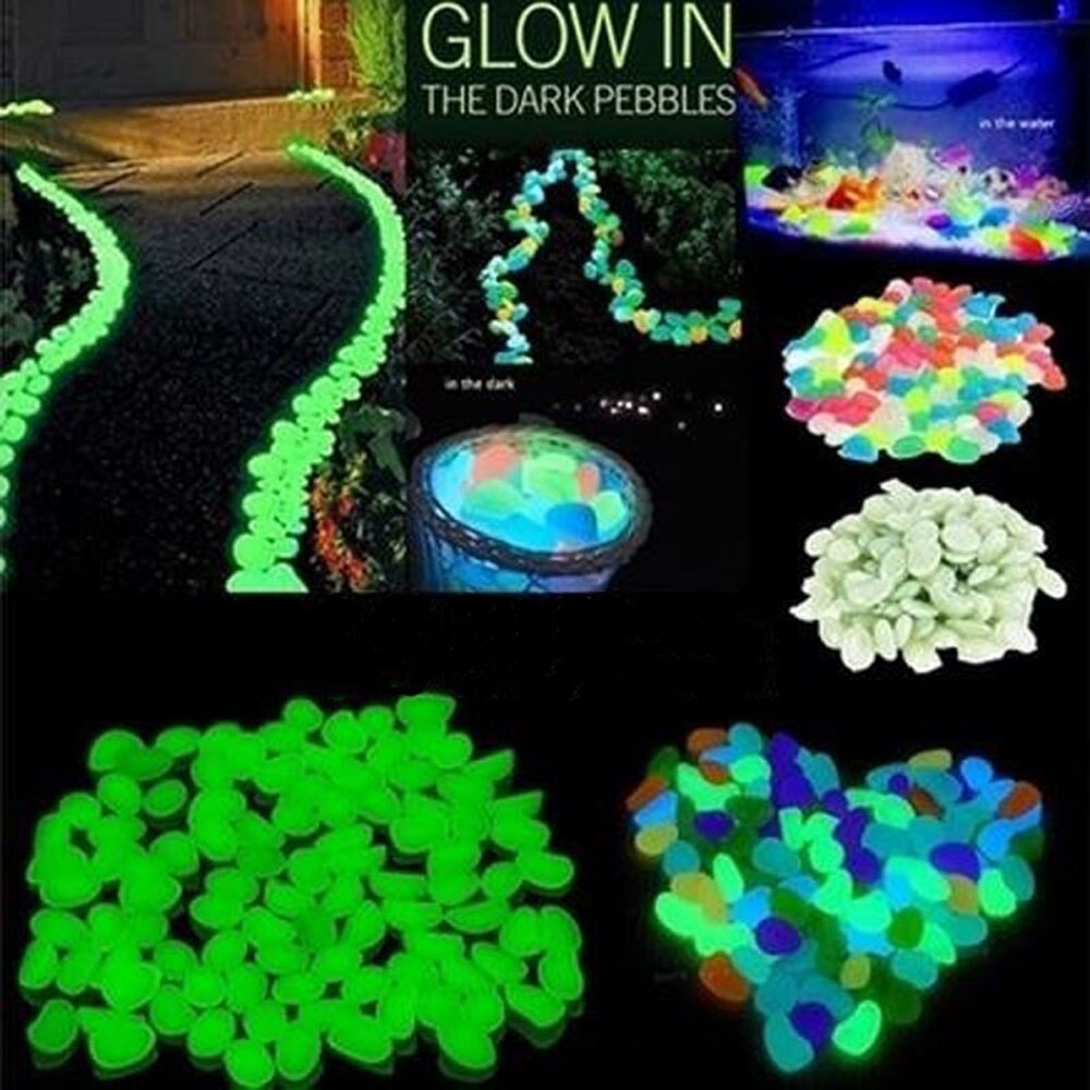 50Pcs Garden Pebbles Glow Stones Rocks for Walkways Garden Path Patio Lawn Garden Yard Decor Luminous Stones