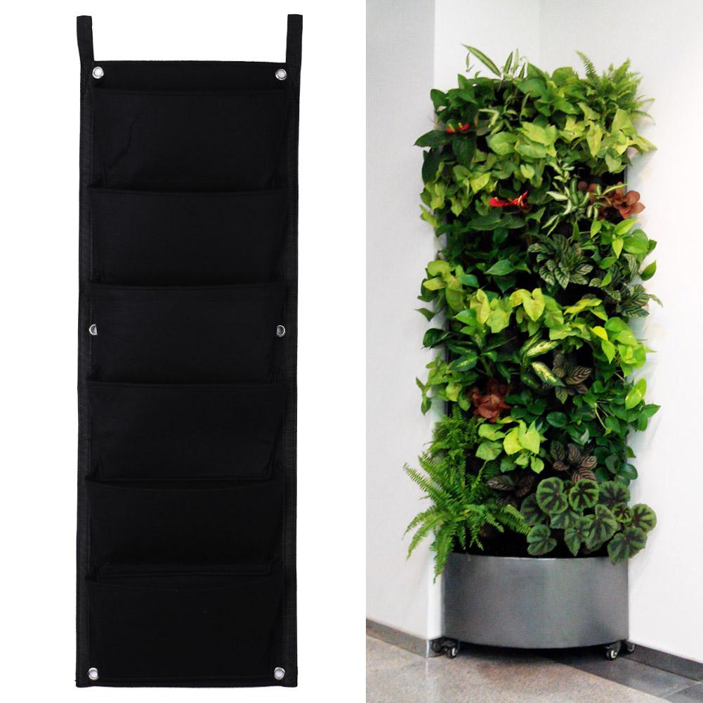 6 tasche Vasi di Fiori Verticale Fioriera Sulla Parete Appeso Feltro Giardinaggio Piante in Vaso Ufficio Coperta Verde Campo Borse E Ripari per Piantumazione 84*30 centimetri