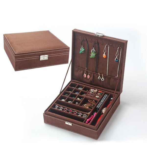 Sieradendoos met dubbele laag flanel in europese stijl, houten koreaanse prinsessenhuis met slotdecoratie, make-up opbergdoos voor vrouwen: 6
