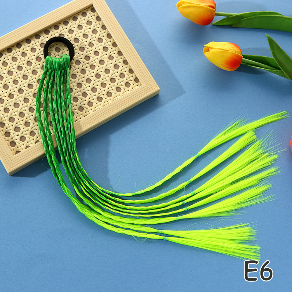 Extensiones de cabello con trenzas coloridas sintéticas con bandas de goma, coleta trenzada de arcoíris, accesorios para el cabello para niñas