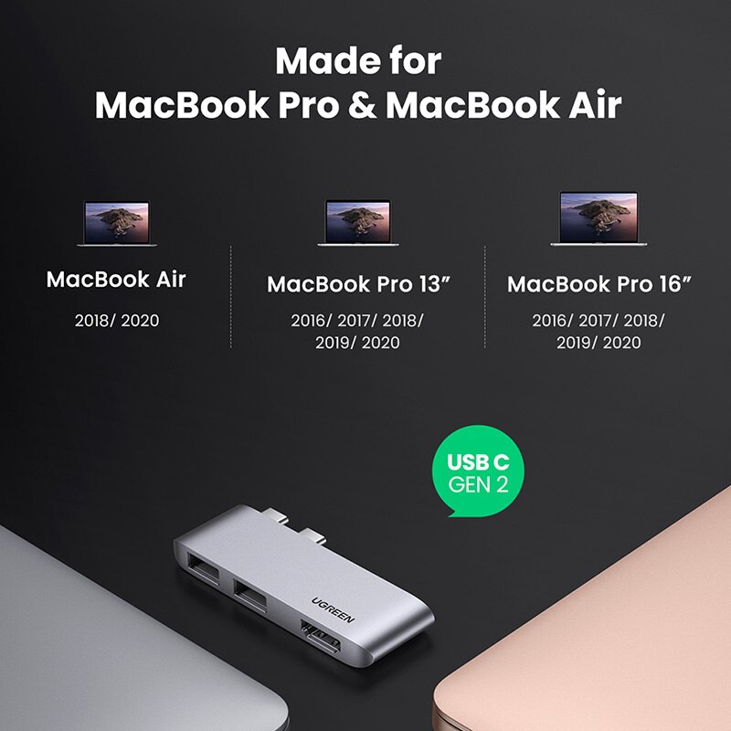 UGREEN HUB USB C Ultra Mini USB Type C HUB HDMI 4K USB 3.1 10gbps USB HUB Pour Macbook Pro Air - Sans câble USB HUB