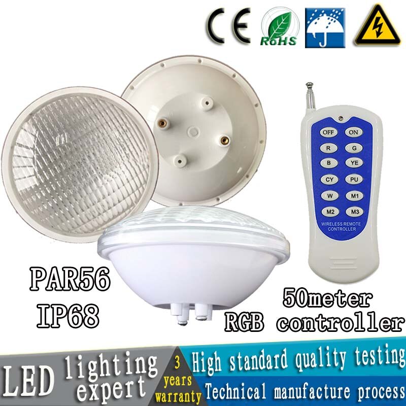 Ip68 waterdichte led onderwaterlampen 24w 36w 54w led fontein vijverlamp buitenspot par 56 rgb led zwembadlamp
