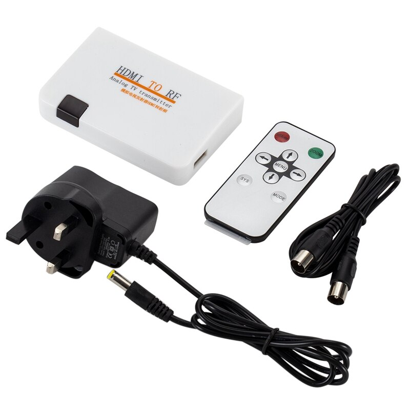 HDMI to RF Coaxial Converter with Remote Control Function Support HDMI to Coaxial Analog Signal Scaling Function UK Plug