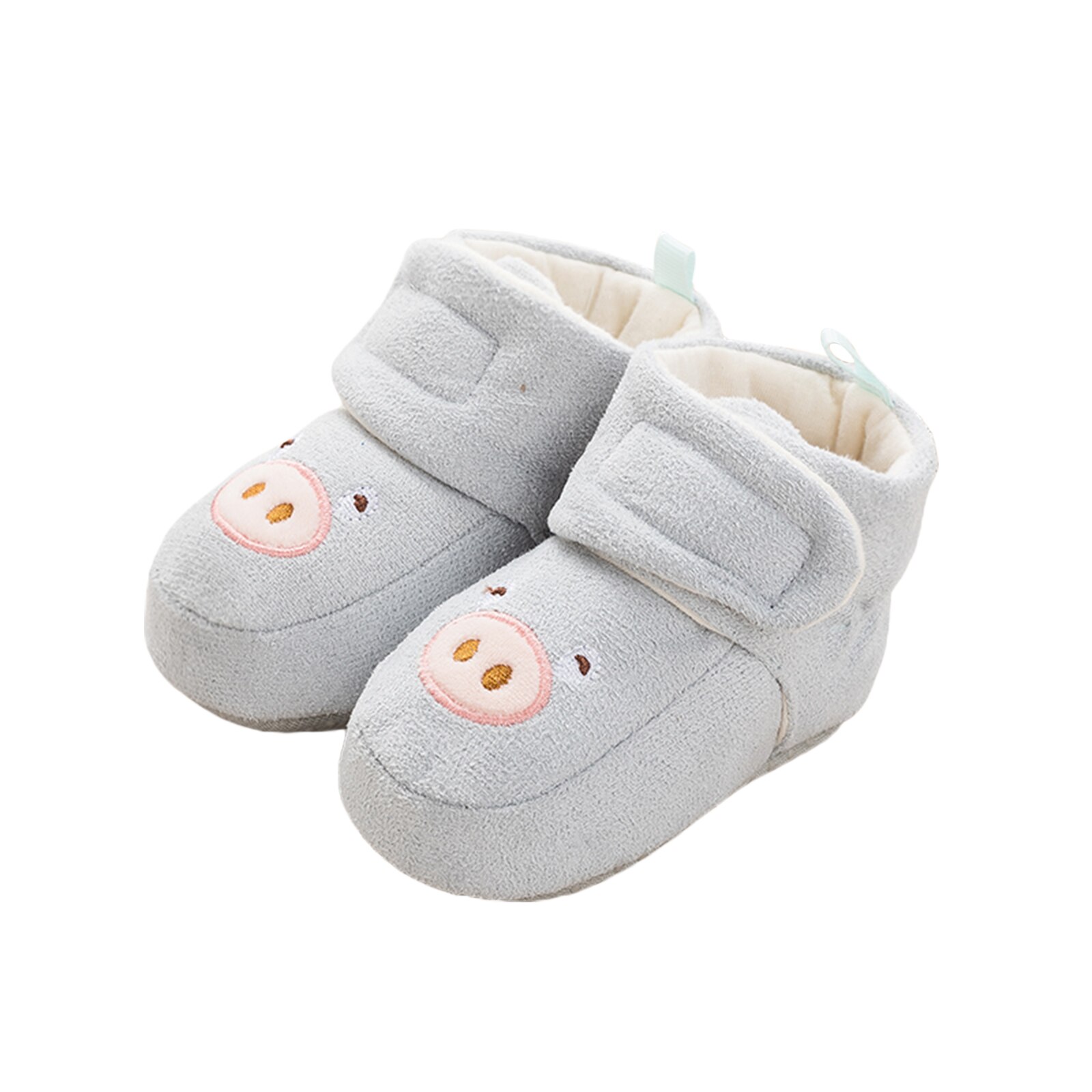 Baby antislip sneaker wandelen zachte zool ademend verjaardag pluche borduurwerk varken cartoon laarzen: Blauw / 10