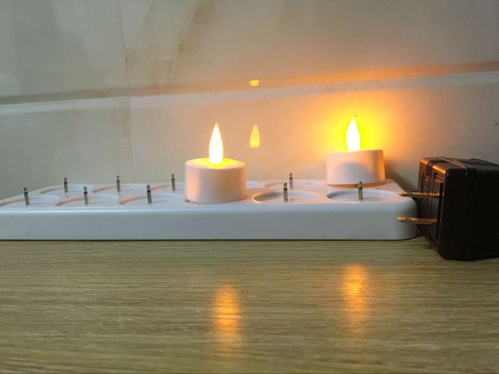 Jule led lys genopladeligt fyrfadslys gul lys stearinlys lampe led fest lys og holdere/lysekrone mariage: Os stik sæt  of 12