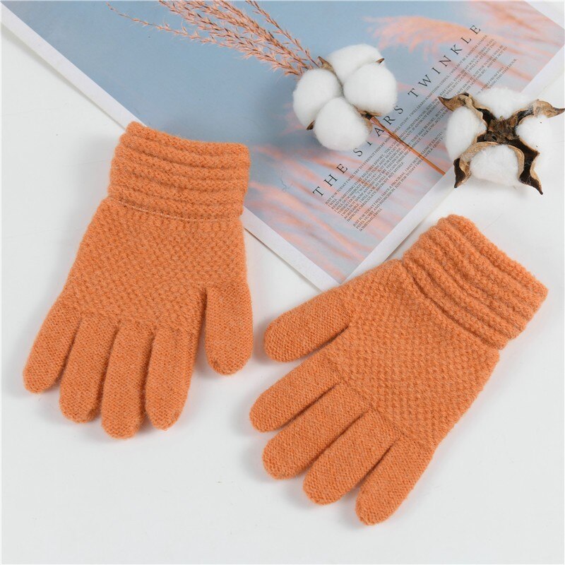 Kids Gloves Baby Girls Boys Winter Warm Solid Knitted Flip Finger Mittens Holodactyly Warm Baby Gloves guantes invierno: Orange