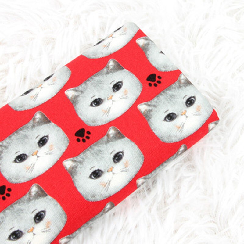 Tela de algodón gruesa de media yarda con estampado de flores de gato bonito, bolsa hecha a mano para manualidades, vestido de ropa para niños, tela 100% algodón T1221