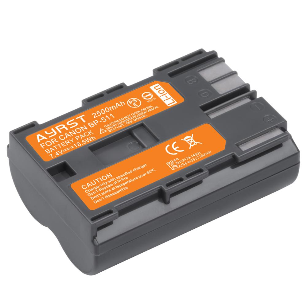 2pcs 2500mAh BP-511 BP-511A BP 511A battey + USB Charger for Canon G6 G5 G3 G2 G1 EOS 300D 50D 40D 30D 20D 5D G6 L10 camera: 1battery