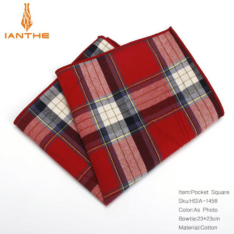Casual mannen 100% Katoen Zakdoeken Geweven Plaid Pocket Vierkante Mannelijke Bruiloft Zakdoek Handdoeken Hanky Corbatas: IA1458