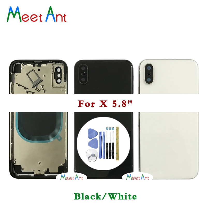 Capa traseira para iphone xs max x xs aaa, tampa traseira, chassi, armação de vidro ce ou sem ce
