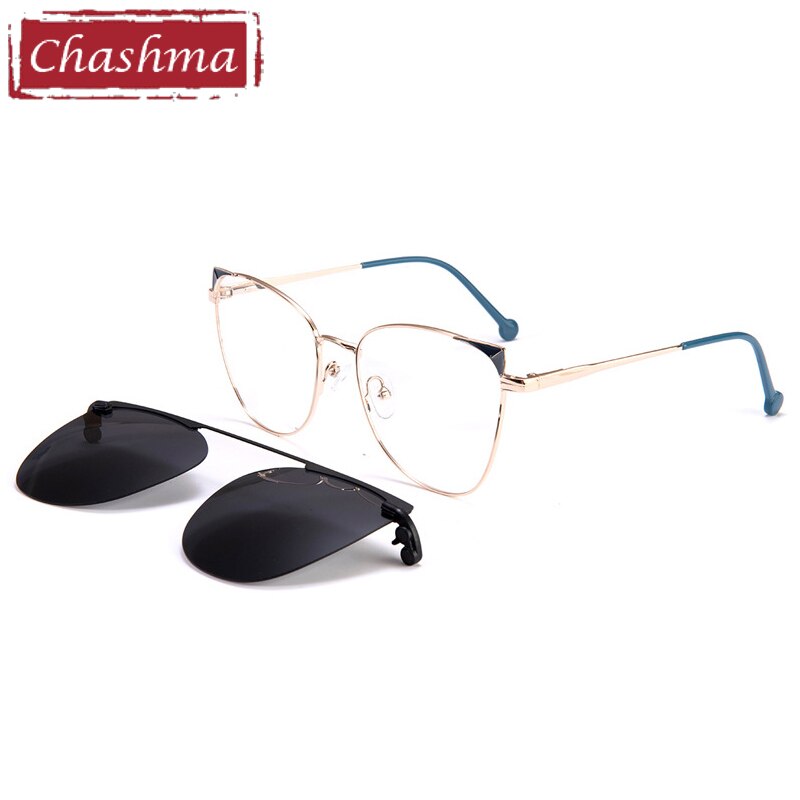 Chashma-Clips para gafas de sol con bisagra magnética para mujer, lentes ópticas graduadas, Ojo de gato, UV400