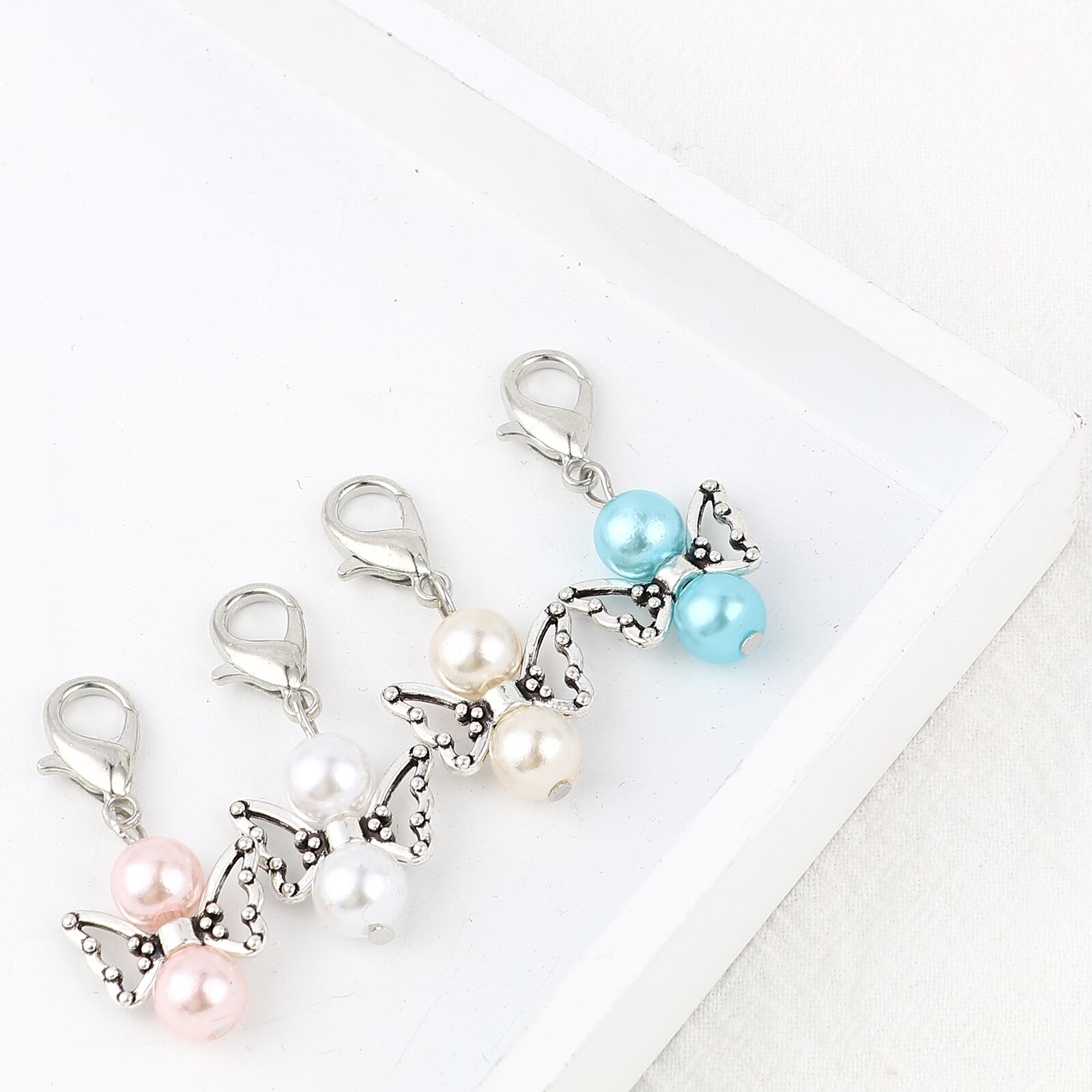 5 Stks/set Insect Breinaalden Stitch Markers Zink Gebaseerde Legering Ronde Kraal Angel Shape Hanger Naaien Gereedschap 38X18mm