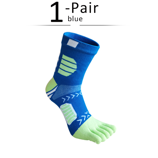 1/5 Paar Sport Zehen socken Kompression Baumwolle schweiß absorbierende Deodorant Fahrrad Marathon- Fitness draussen Basketball 5 Finger Socken: Blau