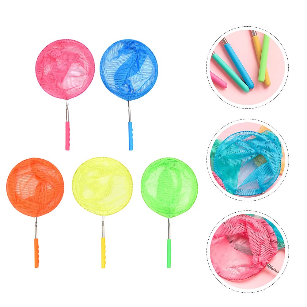 5 Pcs Fishing Net Telescopic Rod Fishing Nets Outdoor Butterflies Catching Net