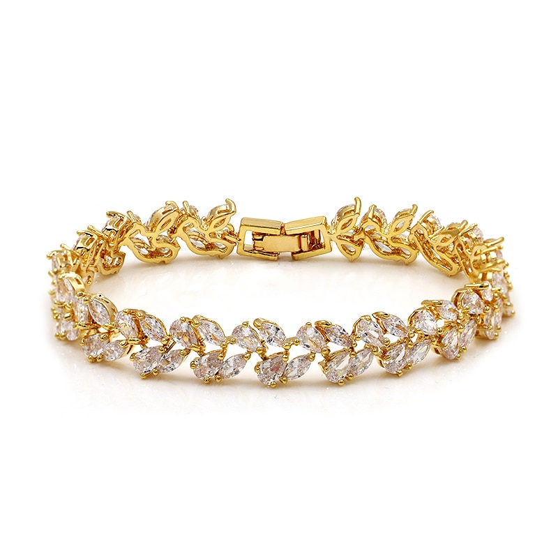 WEIMANJINGDIAN couleurs assorties Zircon cubique Zircon cristal Bracelets de Tennis pour dame: 14k gold-clear